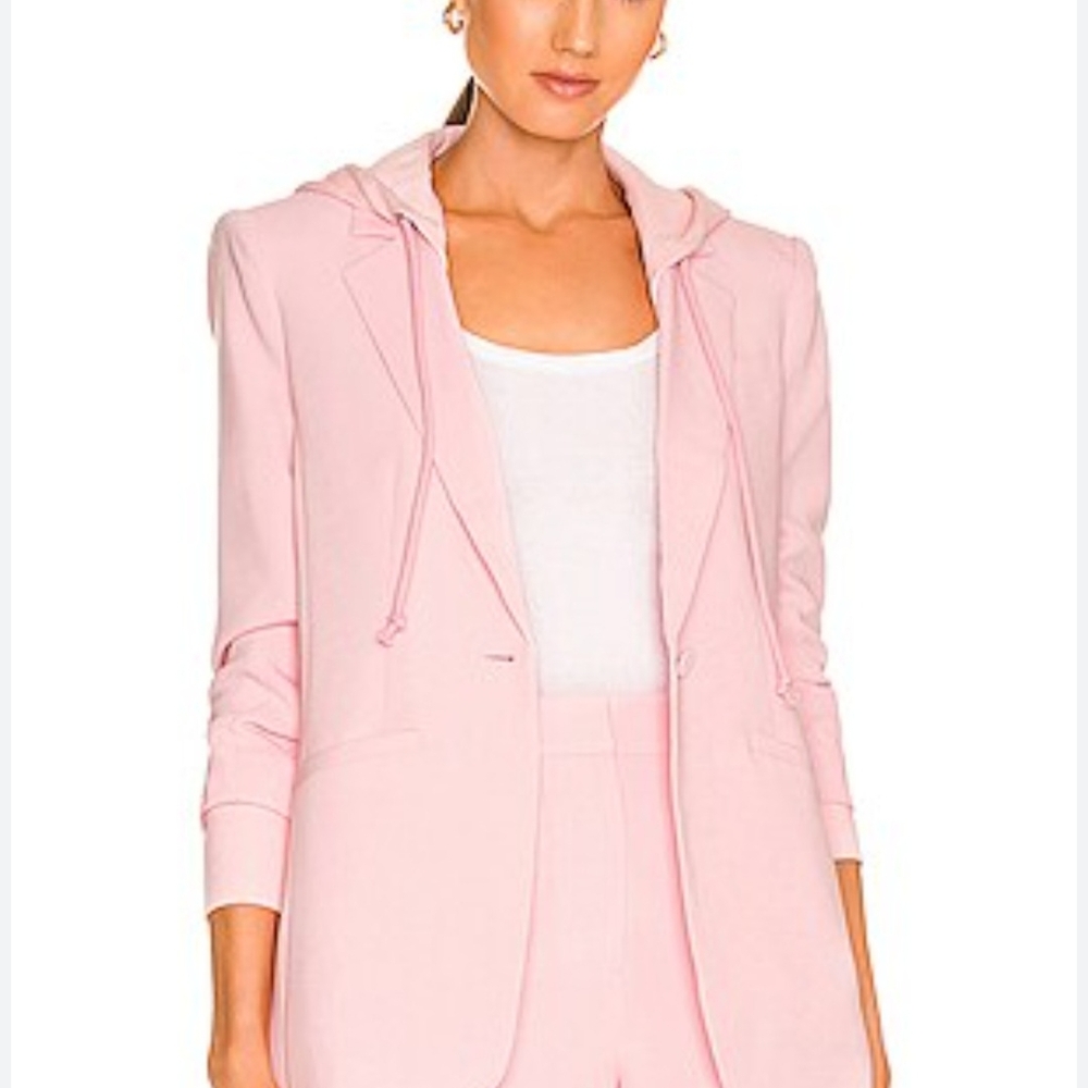 SET Cinq a Sept Hooded Khloe Blazer and Shorts SET in Pink Quartz Size 8 US - Picture 13 of 13